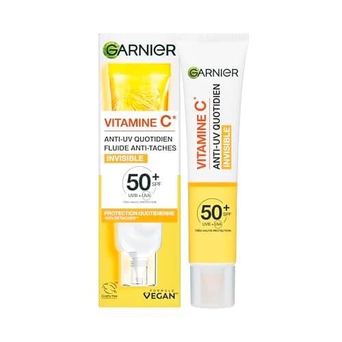 Garnier SkinActive - Fluide Anti-UV & Anti-Taches Quotidien - Invisible - SPF 50+ - Protège & Réduit les Taches - Soin Visage Enrichi en Vitamine C - Tous Types de Peau - 40 ml - Image 2