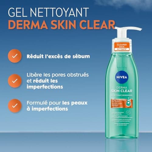 NIVEA - Gel Nettoyant Visage Derma Skin Clear - Nettoie En Profondeur - Réduit L'Excès De Sébum & Les Imperfections - Acide Salicylique, Sel Marin & Niacinamide - Peaux À Imperfections - 150 ml - Image 3