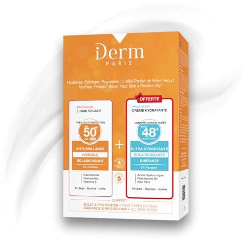 Coffret Éclat & Protection - Écran Solaire Invisible SPF50+ Anti-taches & Crème Ultra-Hydratante 48H Anti-ridules OFFERTE - Tous Types de Peau - 2 x 50 ml - Image 4