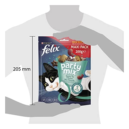 Felix | Party Mix | Adult Cat Treats | Rich in Protein, Vitamins, Fatty Acids & Omega 6 | Irresistible Taste Ocean Flavour: Salmon, Colin, Trout | Bag | Pack of 5 x 200g - Image 6