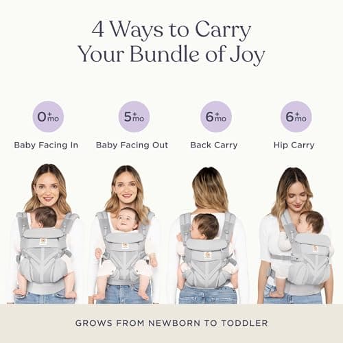 Ergobaby Omni Classic Mesh All-in-One Ergonomic Baby Carrier with Back and Belly Function Luminous Ivory - Image 5