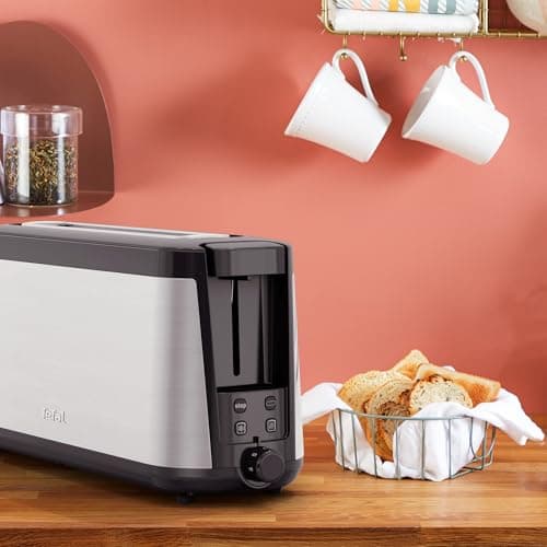 Tefal Element TL4308 Long Slotted Toaster | 7 Burnishing Levels | 1000 Watts | Integrated Roll Holder | Stylish Design | Black/Stainless Steel - Image 5
