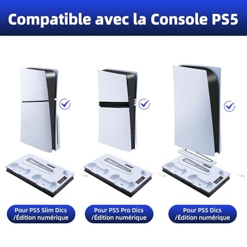 Wigearss PS5/PS5 Slim/PS5 Pro Cooling Station Fan, Vertical Charging Stand with Dual Controller Charger, 3 Levels Adjustable Ventilation Speed - Image 4