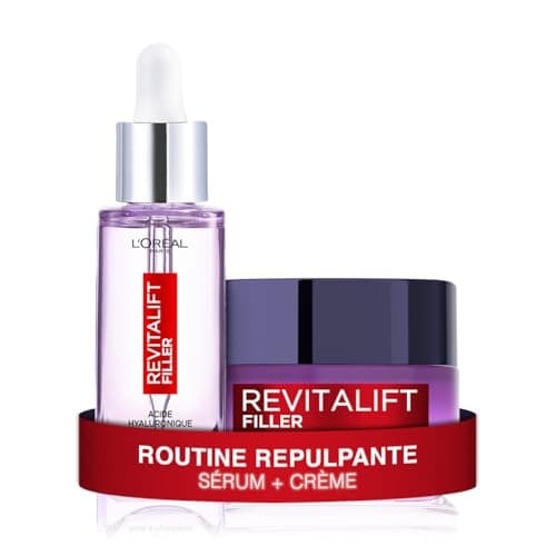 L'Oréal Paris - Routine Set of 2 Anti-Aging & Anti-Wrinkle Products - Plumping Serum + Volumizing Day Care - Enriched with Hyaluronic Acid - For All Skin Types - Revitalift Filler - Image 2