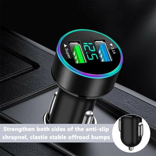 Fast USB Car Charger, Total 66W [Super & 3.1A] Car Charger with LED Digital Voltmeter, Portable Phone Charger Adapter for Phone - Image 5