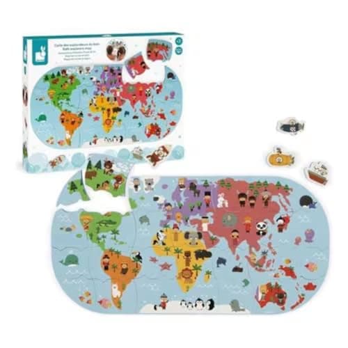 Janod - Bath Exporters Map - First Age Bath Toy - Handling and Dexterity - From 3 years, J04719 - Image 6
