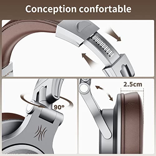 OneOdio Fusion A71 Wired Audio Headphones Studio Headphones DJ Headphones Monitoring Headphones Compatible with Smartphone PC Synthesizer Guitar Piano Tablet (Silver) - Image 8