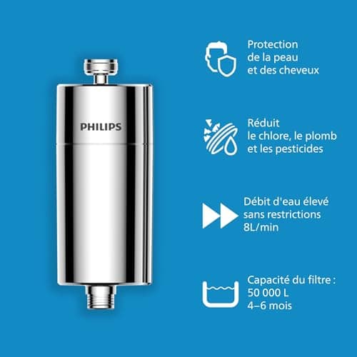 Philips Water Shower filter with 1 cartridge, compatible with all standard hoses and taps, reduces CHLORINE up to 99%, CHROME, filtration capacity of 50,000 L - Image 5