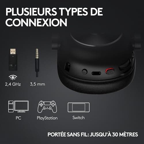 Logitech G PRO X 2 LIGHTSPEED Bluetooth Headset, Detachable Microphone, Graphene Speaker 50mm, DTS:X Headset 2.0—7.1 Surround, Bluetooth/USB/3.5mm Aux, PC, PS5, PS4, Nintendo Switch - White - Image 6
