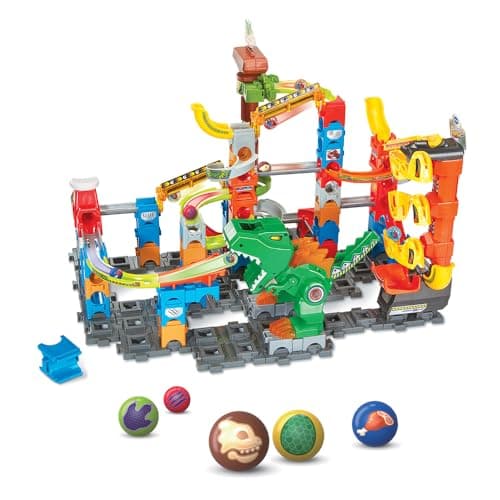 VTech - Marble Rush, Electronic Ball Circuit Dino Adventure Magnetic Set XL400E, Dinosaur Magnetic Building Set, 100 Pieces, 10 Balls, Gift for Children from 4 Years Old - Image 5