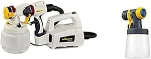 WAGNER W 450 Paint Gun for Water Based and Solvent Wall Paints, 15m2-10min, 1300ml Tank, 460W, 1.8m Hose + 2361738 Wood Metal Extra Brilliant Removable Front