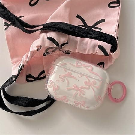 Compatible with AirPods Pro 3 Case Generation Cute Bow Aesthetic Design Shockproof Transparent Key Ring Cover Soft Case for Airpods Pro 3 - Transparent - Image 6