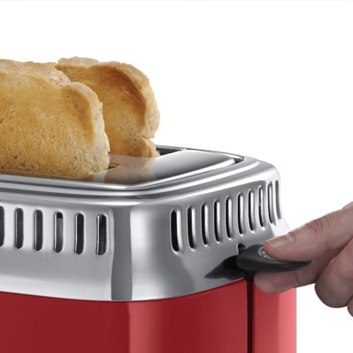 Russell Hobbs Toaster Toaster (Vintage Premium Design) Retro Red (2 Slices, 6 Levels of Fast Burning, Cancellation, Defrost and Reheating Function, Viennese Pastry, 1300W) Toaster 21680-56 - Image 7