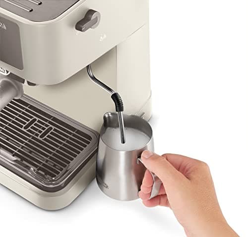 De'Longhi Stilosa EC235.CR Manual Coffee Maker, Cappuccino System, Coffee Powder or E.S.E Capsules, 1 Litre Tank, 1100 W, Stainless Steel Boiler, 1100 W, Cream - Image 5