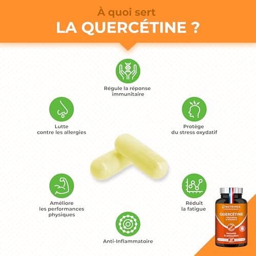 QUERCETINE - 600 mg - Vegan & Sans Excipient - Avec Bromelaine & Vitamine C Végétales - Puissant Antioxydant, Renforce l'Immunité - Nutrimea - 90 Gélules - Fabriqué en France - Image 4