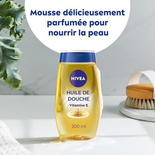 NIVEA Huile de Douche nourrissante (1 x 200 ml), Gel douche soin nourrissant Vitamine E et huiles naturelles, Gel lavant corps, sensation de peau nourrie & rayonnante de santé, tous types de peau - Image 4