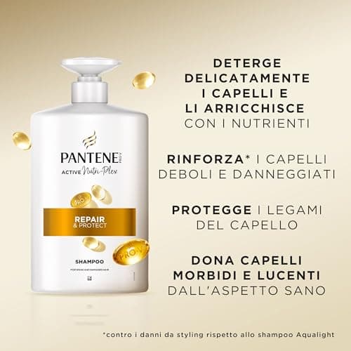 Pantene Pro-V Repair & Protect Shampoing 1000ml Pompe pour Cheveux Fragiles, Secs et Abîmés, Nettoie en Douceur et Protège les Ponts Capillaires, Sans Silicones, Huiles Minérales et Colorants - Image 6