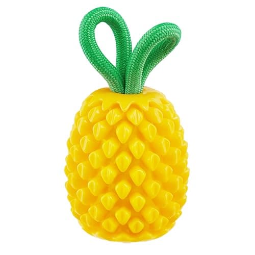 Outward Hound Planet Dog Jouet Dentaire à mâcher en Forme d'ananas et de friandises interactif Durable pour Chien, Jaune - Image 2