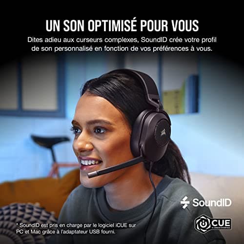 Corsair HS65 Surround Wired Gaming Headset - Dolby 7.1 Surround Sound - SonarWorks SoundID - Compatible iCUE - PC, Mac, PS5, PS4, Xbox, Nintendo Switch, Mobile - Carbon - Image 3