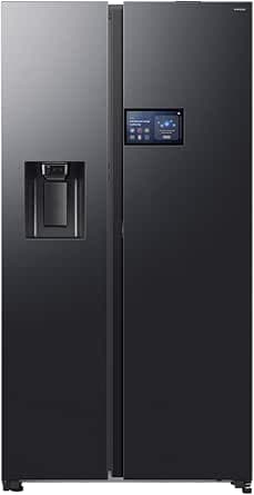 Samsung AI Home RS90F64EDF/EF Side-by-Side Refrigerator with Water/Ice Dispenser, Wifi with AI Energy Mode, AI Home Display, SpaceMax, 614 L, WxHxD: 91.3 x 178.5 x 72.5 cm, Anthracite          [Energy Class D]
