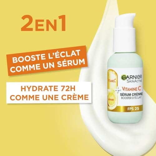 GARNIER Skin Active - 2-in-1 Radiance Booster Cream Serum - 72h Hydration & Radiance - SPF 25 - Vitamin C & Citrus - Vegan & Cruelty Free - Dull Skin In Need Of Radiance - 50 ml - Image 4