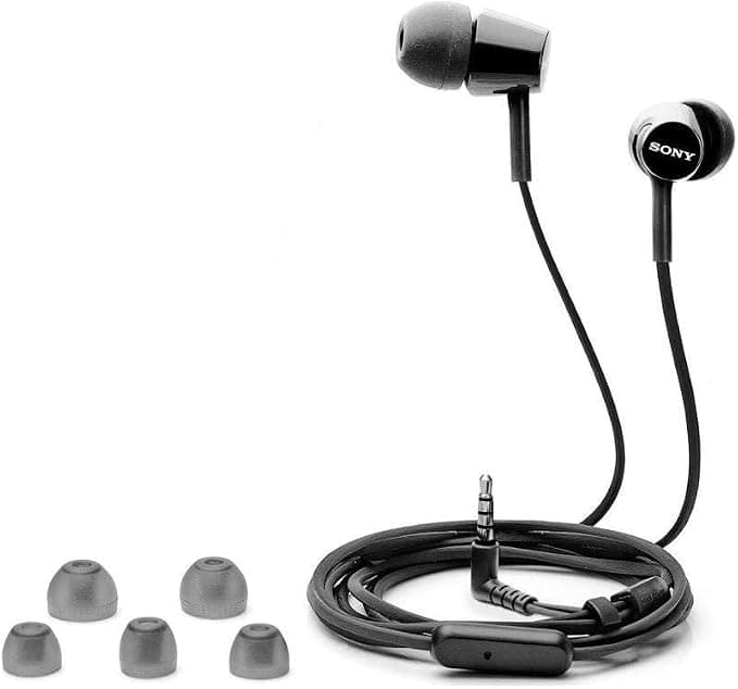 Sony MDR-EX115AP In-Ear Earphones with Microphone, Mute, 3.5 mm Jack Plug, Black (Refurbished) - Image 1