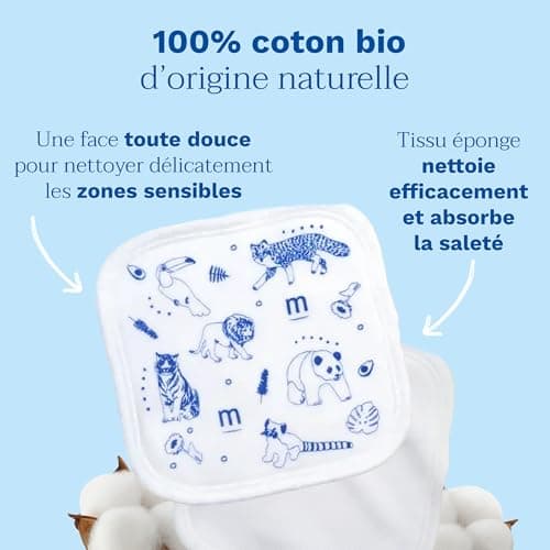 Mustela GOTS 100% Cotton Reusable Wipes for Changing Body and Makeup, Baby and Family - Clean Skin and Absorb Dirt, Suitable for Sensitive Skin (10 Pcs) - Image 3
