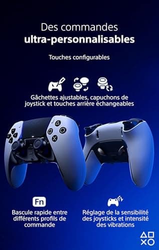 Sony, Manette DualSense Edge Officielle pour PS5 et PC, Sans Fil, Commandes Ultra-Personnalisables + Profils Interchangeables + Confort Amélioré, Boîte de Transport Incluse, Couleur : Blanche et Noire - Image 4