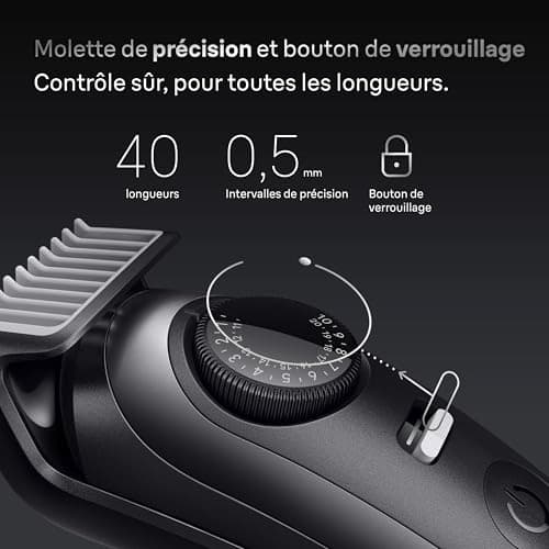 Braun Tondeuse À Barbe Series 7, + 12 Outils de Barbier, Lame ProBlade Affûtée Et Inusable, Jusqu'à 120 Min D'autonomie, 40 Longueurs, Étanche, Molette De Précision Et Verrouillage, BT7545, Gris - Image 6