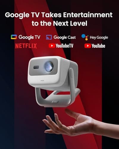 JMGO N1S 4K Mini Video Projector, Triple Laser, 1100 ISO Lumens, Instant Gimbal Autofocus, Google TV, Netflix, 110% BT.2020, HDR10, Audio Dolby 10W, Blu-ray 3D, 200 Inches for Outdoor, Gaming, Party - Image 5