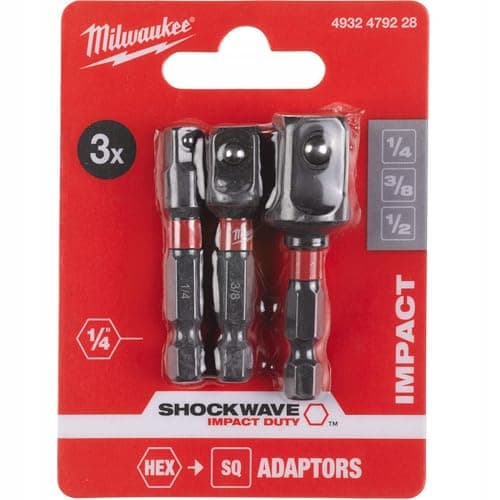 SHOCKWAVE IMPACT DUTY MILWAUKEE 4932479228 SET OF 3 ADAPTERS, BLACK - Image 4
