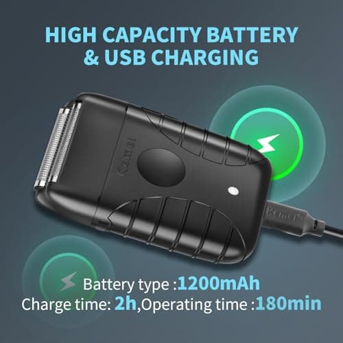 KEMEI Dual Leaf Electric Razor for Men, Cordless Barber Shaver USB Rechargeable, Up to 180 Minutes Use - Image 7