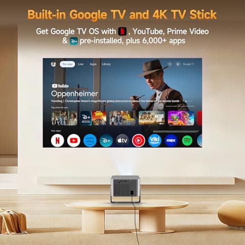 Alwtniet Nativo Full HD 1080P Video Projector 4K Con Google TV, Built-in Mini Projector Portable WiFi Bluetooth Autofocus/Obstacle Avoidance/6D Keystone Short Throw - Image 3