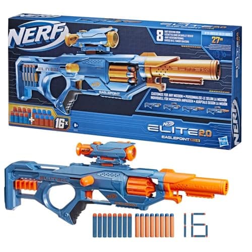Hasbro Nerf Elite 2.0, Blaster Eaglepoint RD-8, Outdoor Games for Kids, 8 Darts Barrel, Removable Sight and Barrel, 16 Official Elite Darts Multicoloured - Image 3