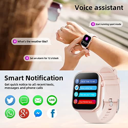 Smart Watch for Men Women 1.85 inch Screen Bluetooth Call Handsfree Answering Smart Watch with Pedometer Heart Rate Monitor Fitness Watch for Android - Image 6