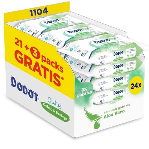 Dodot 24 Packs of 46 Pure Soothing & Protective Baby Wipes = 46 Wipes, Helps Restore Skin's Natural PH, One Drop of Aloe Vera - Image 3