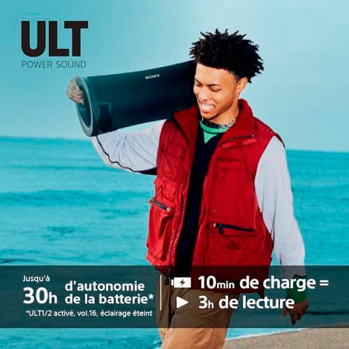 Sony ULT Field 7 - Enceinte Portable sans Fil Bluetooth ULT Power Sound, Modes Son Deep Bass & Attack Bass, HP X Balanced, 30h d'autonomie, IP67, Waterproof, Eclairage LED, entrée Mic, Guitare - Noir - Image 8