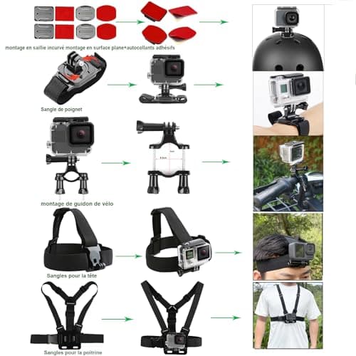 Gurmoir Accessories Kit for Gopro Hero 13 12 11 10 9 Camera, Accessories Kit with Waterproof Case Backpack Belt Bicycle Handlebar Mount Package for Gopro 13 12 11 10 9 Camera (DT16) - Image 6