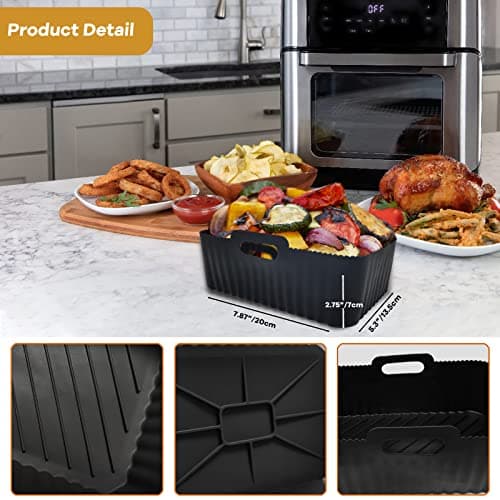 2 Pack Air Fryer Mould, Air Fryer Accessory for Ninja Foodi AF400EU AF300EU Double Stack SL400EU 9.5L, Airfryer Mould Silicone Airfryer Pot for Instant Pot Ultenic MasterPRO Air Fryer - Image 5