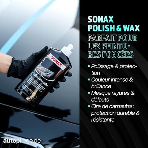 Sonax Polish & Wax Colour Car Polish Kit 500 ml + Polishing Sponge + Polishing Cloth | Polishing Paste for Coloured and Metallic Paints to Remove Small Scratches | - Image 4