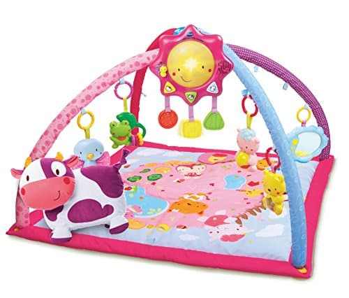 VTech - Lumi Tapis des P'tits Copains Rose, Musical and Evolutionary Play Mat, Activity and Development Toy, Rattles, Cow Plush, Baby Birth Gift - English Content - Image 2