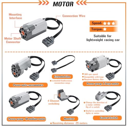 Technik Power Functions Servo Motor Function Kit 25 Pieces, Technik Motor Kit, Battery Box, Electric Motor Toy, Power Technik Function Kit Compatible with Lego Technic - Image 6