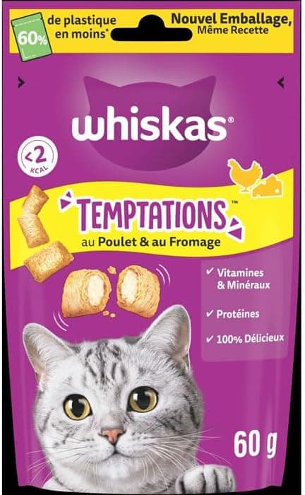 Whiskas Chicken and Cheese Temptations 60g - Image 1