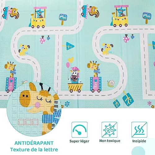 MAMIZO Baby Play Mat, 180 x 160 cm, Activity Mat for Baby, Children's Floor Mat, Thick Foam Foldable Reversible, Waterproof, Motor Skills Mat Promoting Sensory Development, Baby Gift - Image 6