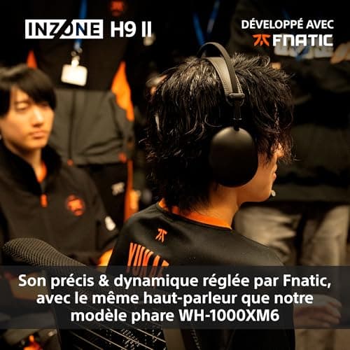 Sony INZONE H9 II Casque Gaming sans Fil à réduction de Bruit - Conçu avec Fnatic, Son Spatialisé 360, Micro Reduction de Bruit avec AI, 30h autonomie, Léger, Bluetooth/Le/2.4GHz/Jack, PC - Noir - Image 4