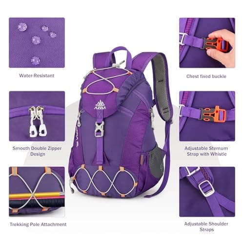 GES 20L Lightweight Waterproof Hiking Backpack with Rain Cover - Durable Multi-Use Backpack for Men and Women, Travel, Camping, Trekking, Cycling, School - Image 4