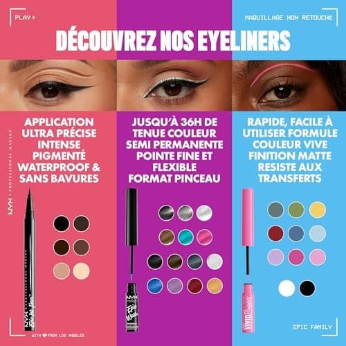NYX Professional Makeup Eyeliner Feutre Epic Ink Liner, Waterproof, Formule Vegan, Lot de 2, Teinte : Black (01) - Image 7