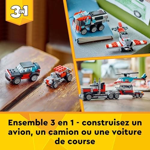 LEGO Creator 3in1 Flatbed Truck with Helicopter Toy to Propeller Plane and Fuel Lorry to Hot Rod and SUV Car Toys for 7 Plus Year Old Boys, Girls and Kids Who Love Cool Vehicles, Gift Idea 31146 - Image 7