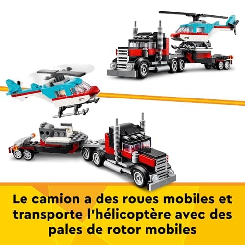 LEGO Creator 3in1 Flatbed Truck with Helicopter Toy to Propeller Plane and Fuel Lorry to Hot Rod and SUV Car Toys for 7 Plus Year Old Boys, Girls and Kids Who Love Cool Vehicles, Gift Idea 31146 - Image 4