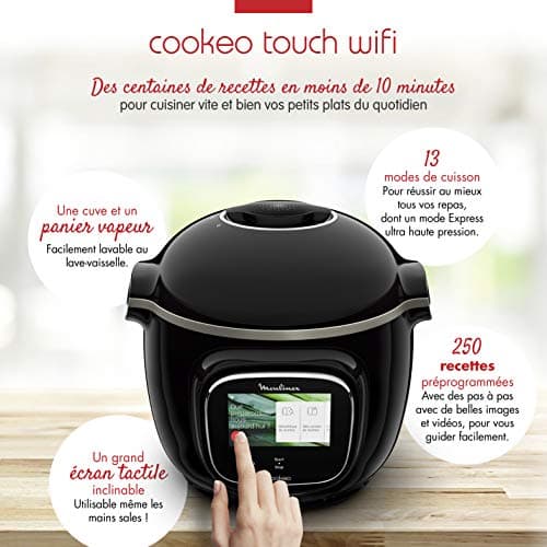 Moulinex Cookeo Touch Wifi Smart Multicooker, 6 L Bowl, High Pressure Step-by-Step Guide, 250 Integrated Recipes, Moulinex CE902800 Application, Black - Image 4